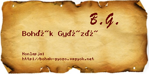 Bohák Győző névjegykártya